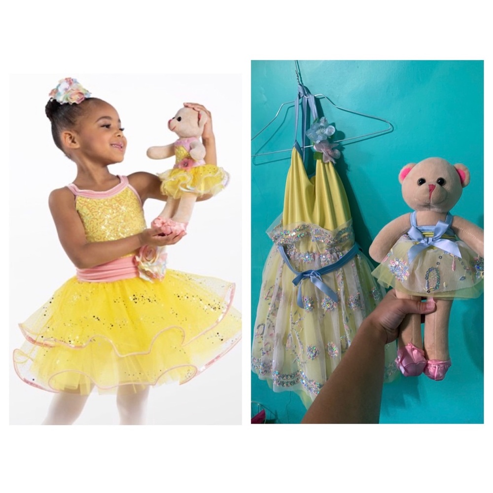 Weissman “Rock-a-Bye Bear” Dance Costume yellow and blue. Size large child.